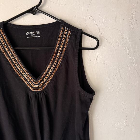 St Johns Bay Tank Top Y2k Petite Medium Beaded Trim Boho Top Boho Grunge - Picture 2 of 8